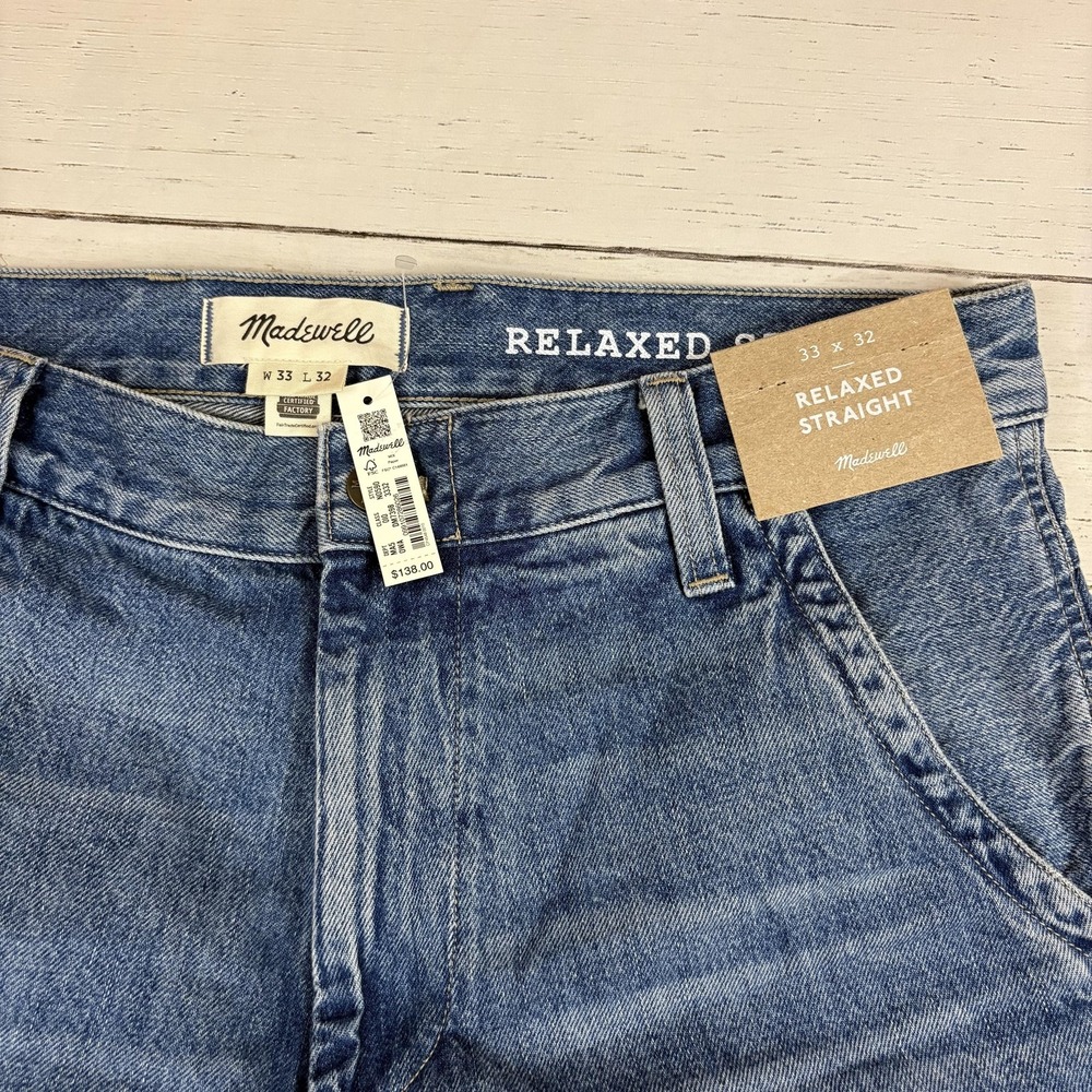 Madewell Relaxed Straight Workwear Carpenter Jeans Mens 33x32 Blue NEW NWT